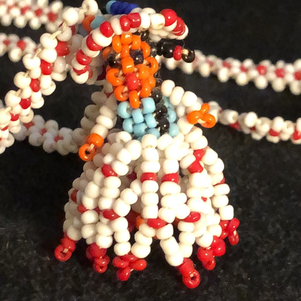 Vintage Handmade Woven Bead Necklace 8 Color Guatemala (24" drop) New condition